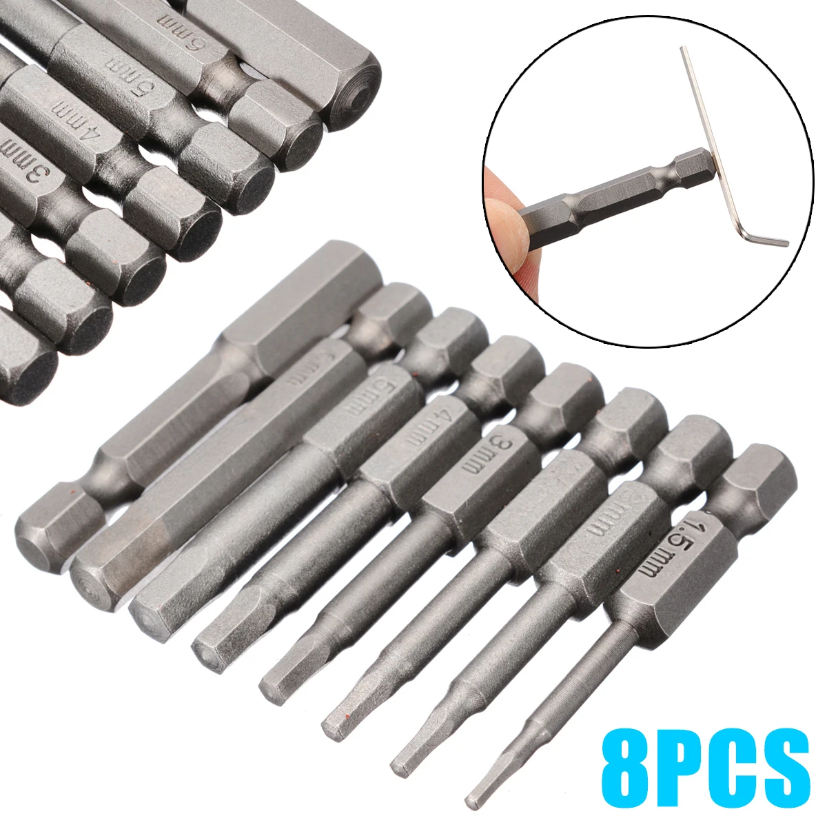 8Pcs/set Professional Magnetic Screwdriver Bits 1/4'' Hex Shank Screwdriver Bit Screw Driver 50mm H1.5-H8