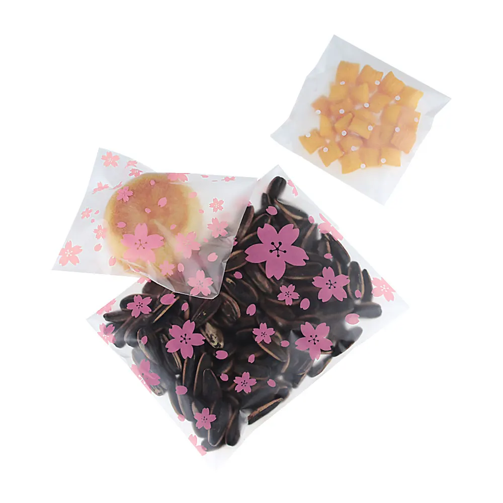 Plastic Bread Cookies Candies Baked Goods Packaging Bags Self-adhesive Bags Birthday Parties Wedding Decorations 100Pcs plastic packaging bags