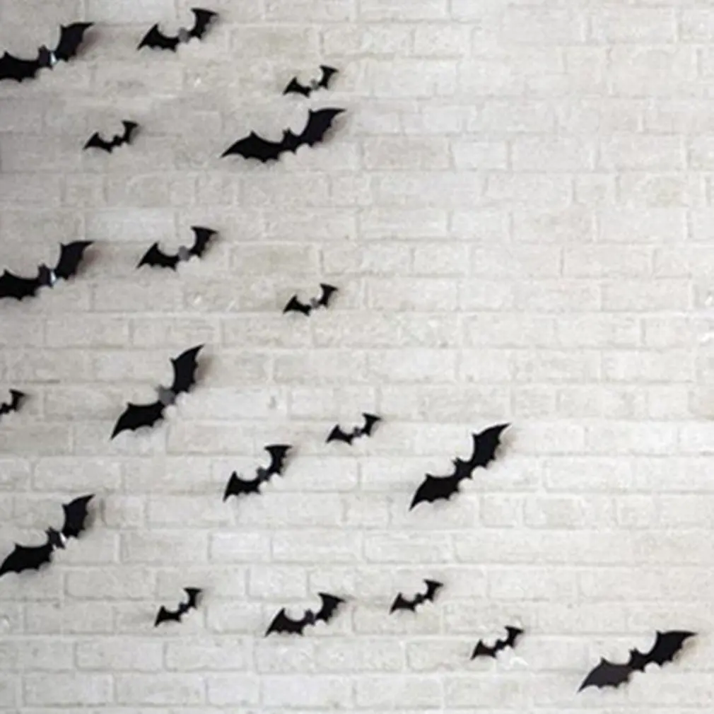 12pcs Three-dimensional Bat Wall Sticker Halloween Decoration