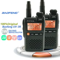 2 шт. Baofeng UV-3R Мини Портативная рация 2 Вт 3,7 в портативное радио UHF VHF Двухдиапазонный КВ трансивер Poste радио Voiture сканер радио