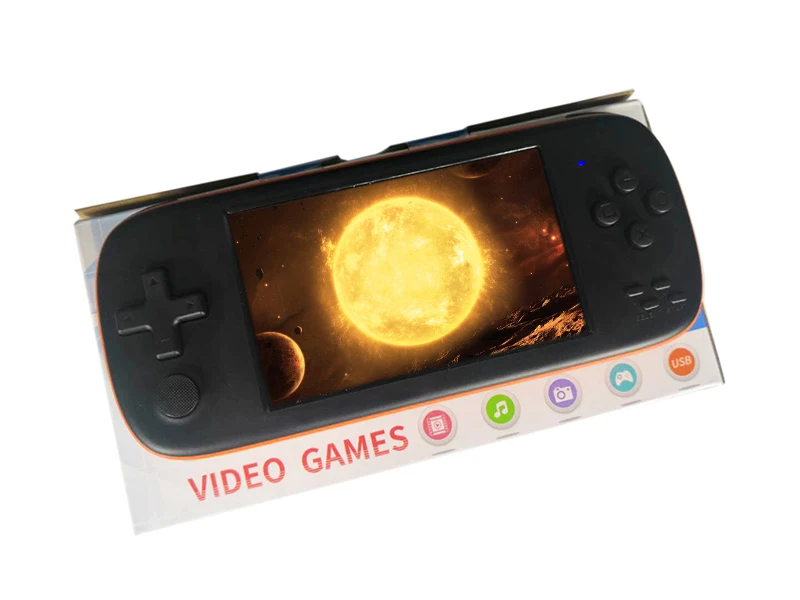 POWKIDDY J6 Handheld Game Console 4.3 Inch IPS HD Screen 1000mA 16GB Simulator Arcade MAME Built -In 2300 Games Children's Gif