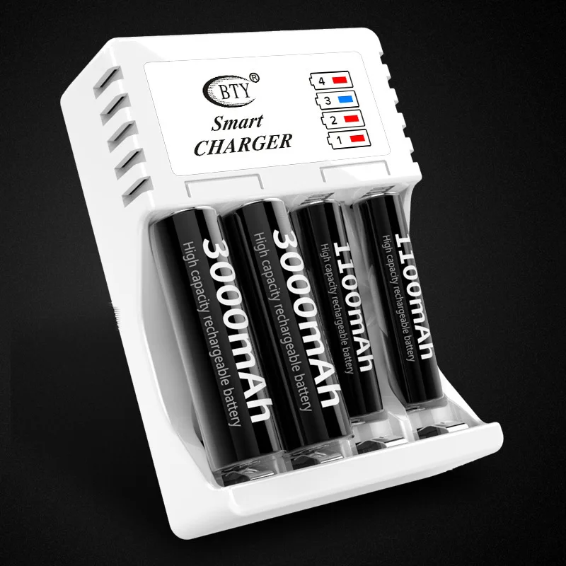 BTY-704A8 Интеллектуальное Быстрое светодиодное зарядное устройство для AAA/AA NiMH/NiCd перезаряжаемая батарея зарядное устройство перезаряжаемая батарея Зарядка