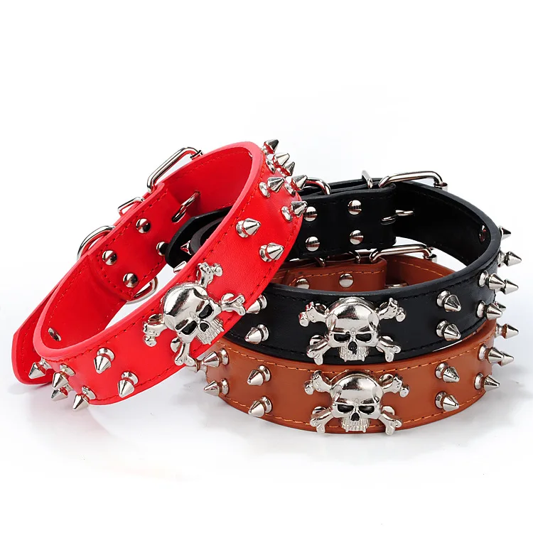 

Pet Supplies Bullet Spike Rivet Neck Ring PU Leather Anti-Genuine Leather Dog Skull Neck Ring
