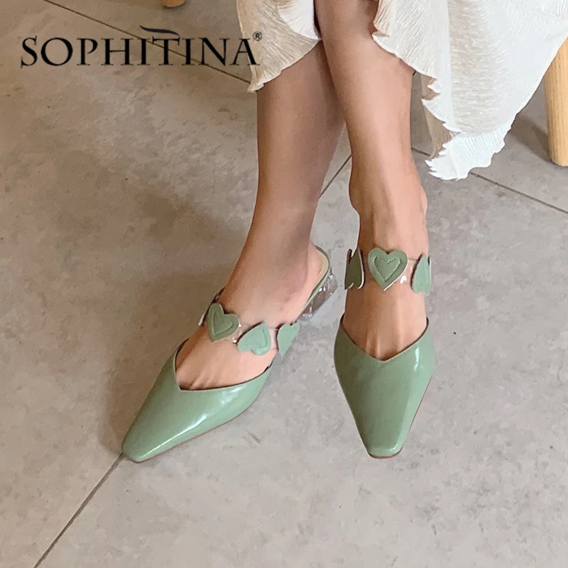 

SOPHITINA New Sandals Women High Quality Cow Leather Comfortable Square Toe Slip-On Fashion Shoes Casual Handmade Sandals PO529