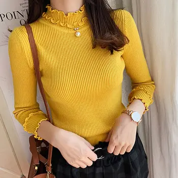 

Women Fashion Slim Sweaters Casual Knit Pullover Autumn Half-high Collar Sweaters
