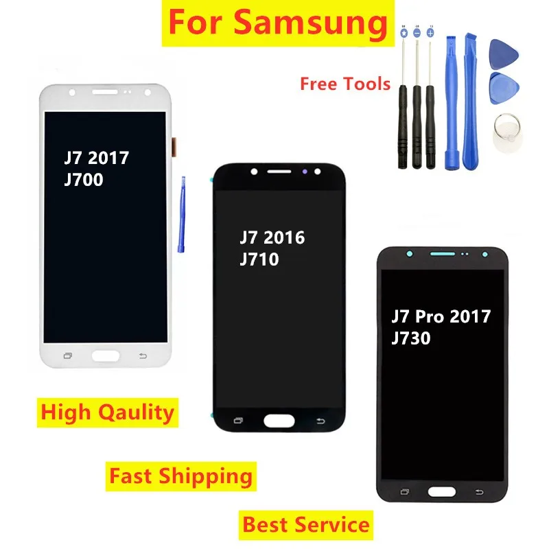 Для Samsung Galaxy J7 2015 J710 2016 pro 2017 J730 дисплей сенсорный экран дигитайзер сборка может