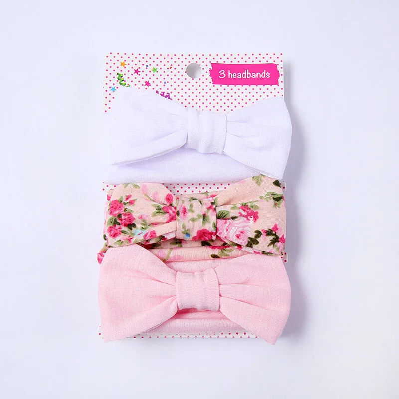 new born baby accessories	 3Pcs/set Baby Headband Floral Solid Color Dot Printed Pink Bows Newborn Baby Girl Headband Hair Accessories Girls Turban child safety seat Baby Accessories