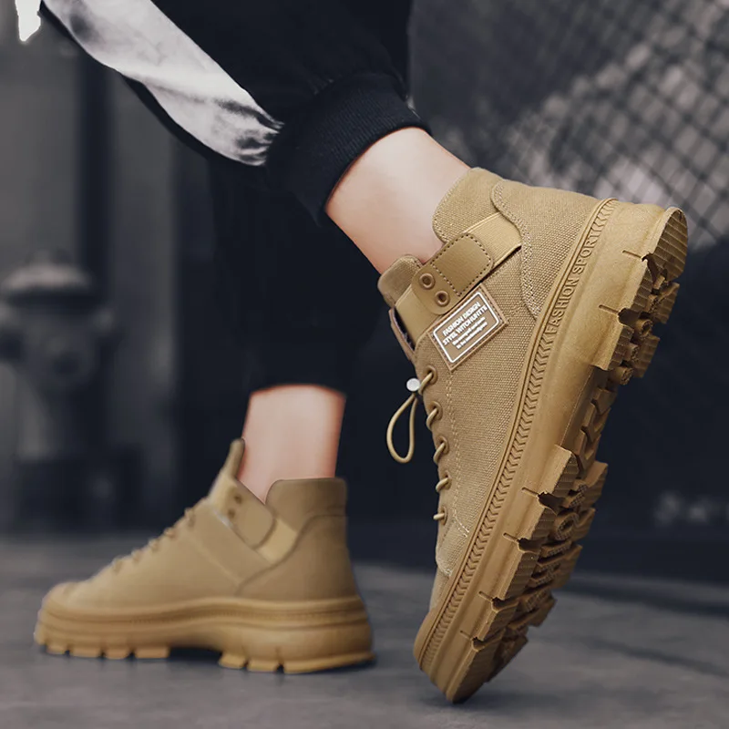 

2019 Autumn & Winter New Style MEN'S SHOES High Shoes Martin Boots Worker Boot MEN'S SHOES Trendy Shoes Retro Casual Canvas Shoe