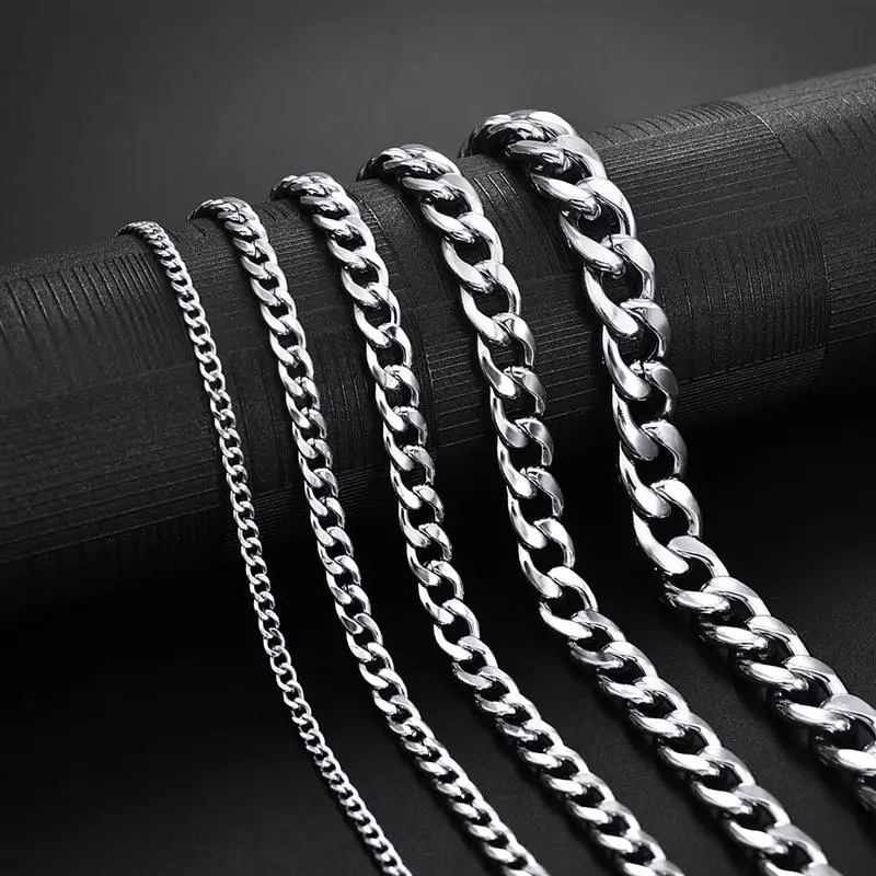 Jiayiqi 3-11 mm Men Chain Bracelet Stainless Steel Curb Cuban Link Chain Bangle for Male Women Hiphop Trendy Wrist Jewelry Gift 4