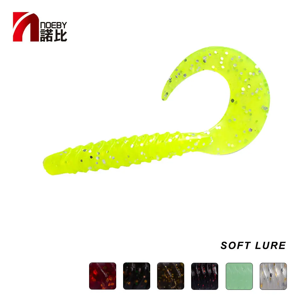 NOEBY S4103 6Pcs/bag Soft Fishing Lure Set Bait 75mm 2.7g Sickle Tail Stretchable Length Silicone Tackle | Спорт и развлечения