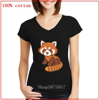 

Latest design Red panda Rocket baccoon Women Tshirt Short Sleeve Women Tops High Quality printed Tees V neck women blouses