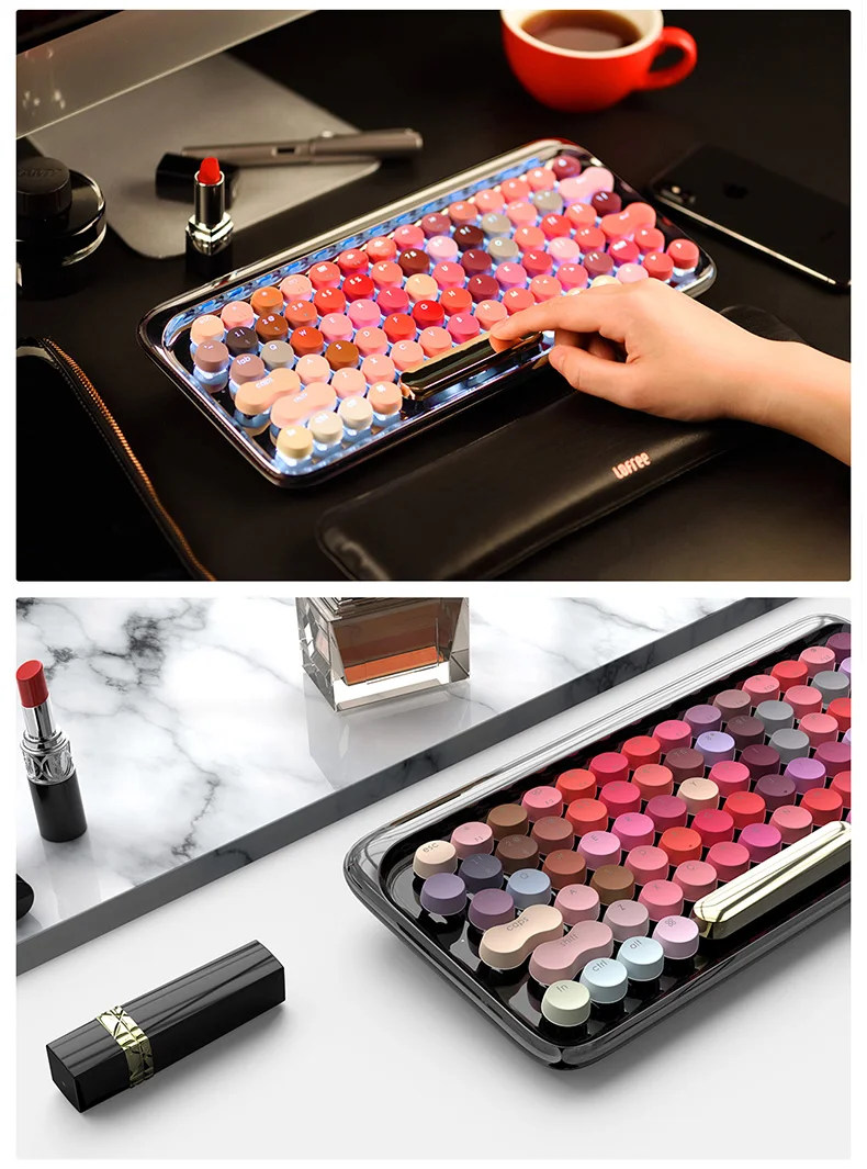 Portátil sem Fio Lofree Lofei Urso Bloom Computador Bluetooth Ipad Teclado Mecânico Eixo Verde Lofree lofei urso bloom computador portátil sem