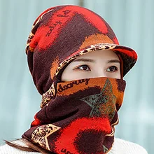 Мужская мода Повседневное красочным принтом шляпа шарф Зимний ветрозащитный Термальность небольшими полями Кепки мягкий эластичный на шее; Теплый головной убор