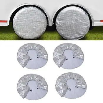 

Car Tire Cover For 29" Tire Silver Painted Shield Oxford Cloth Belly Cotton Protective Cover For RVs Trailers Campers Cars Truck