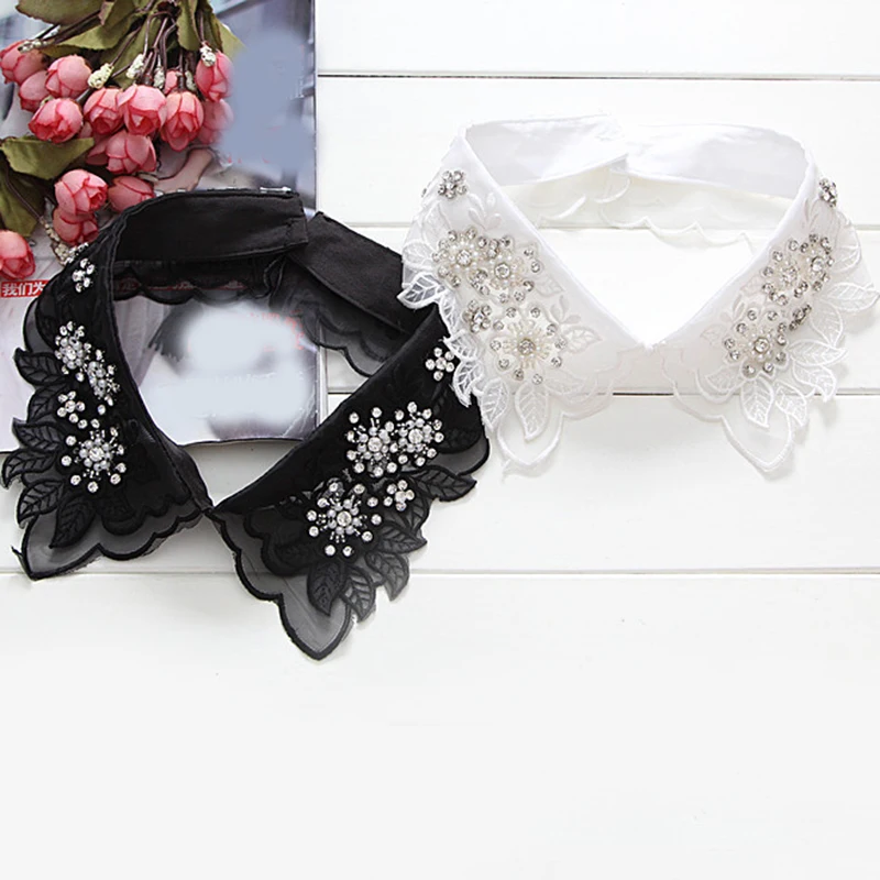 Elegant Pearl White Fashion Shirt Lace Embroidery Sweater False Collar Necklace |