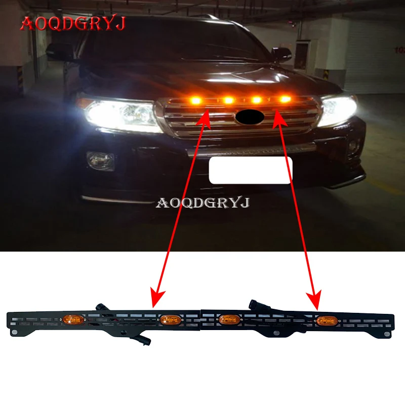 Car Styling Accessories 4 LED Front Bumper Grille Light Bars Decoration For Toyota Land Cruiser LC200 2012-2015