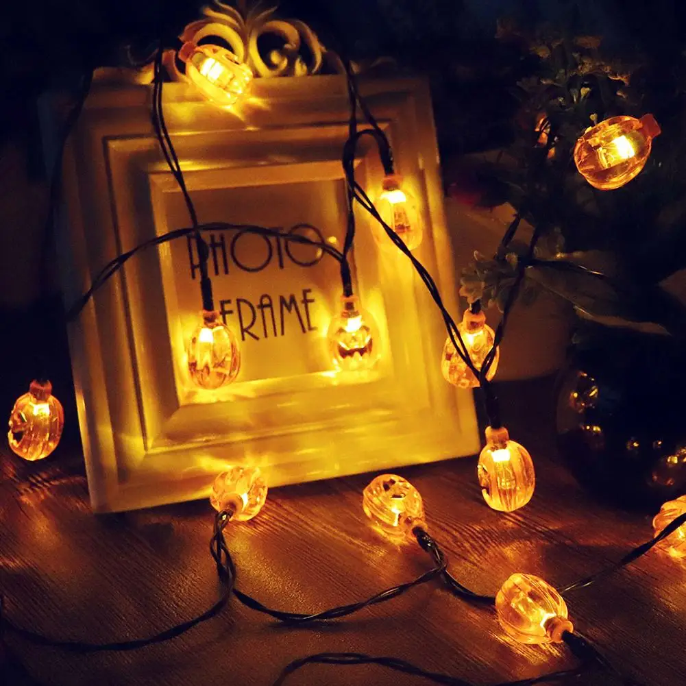 

New Halloween 30LED Solar Powered Hanging Pumpkin String Lamp Light Party Pathway Tree Decor