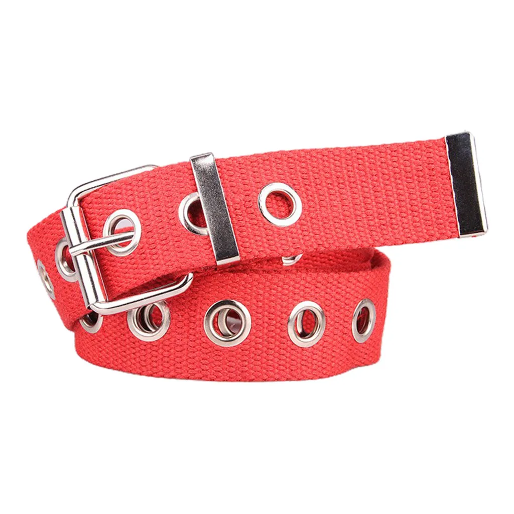 Canvas Web Fabric Grommet Belt Goth Punk Studded Eyelet Grommet Belt For Men