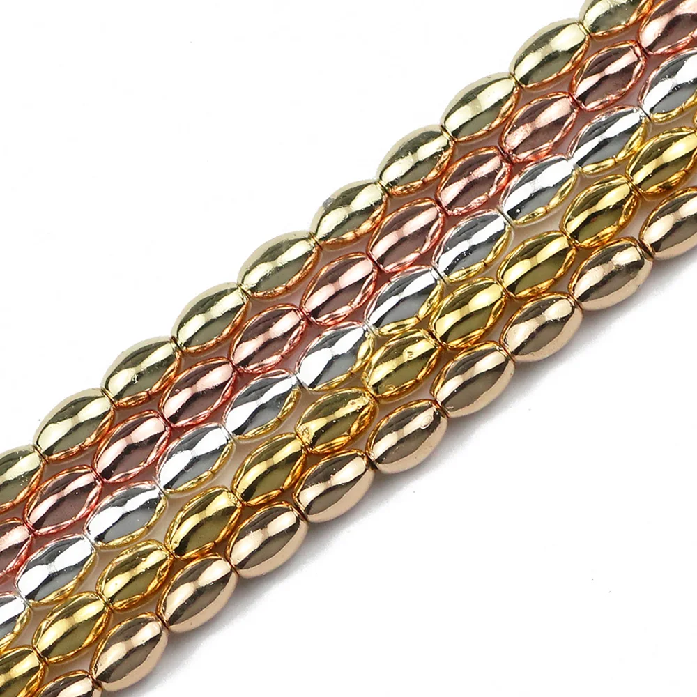 Oval Ellipse Gold Color Silver Plated Hematite Natural Stone 8X5mm