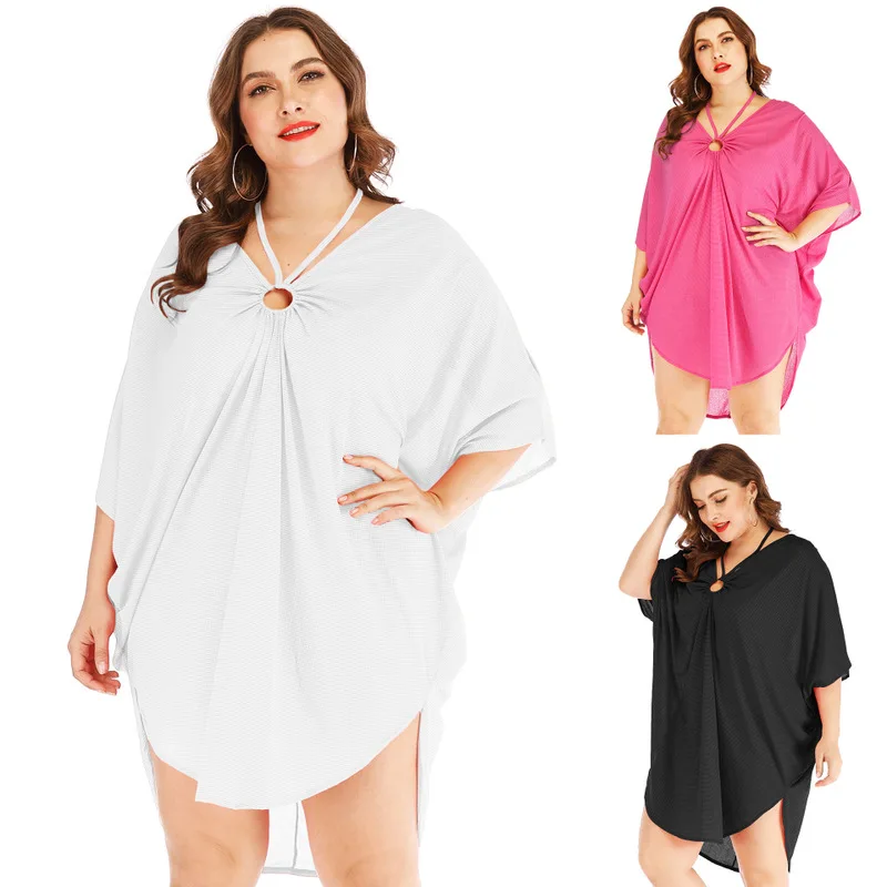 

Beach Coverups For Women Swimwear Dresses Dress May Female Bat Long Sleeve Cutout Halter Plus Size Y Solid Acetate Sierra Surfer