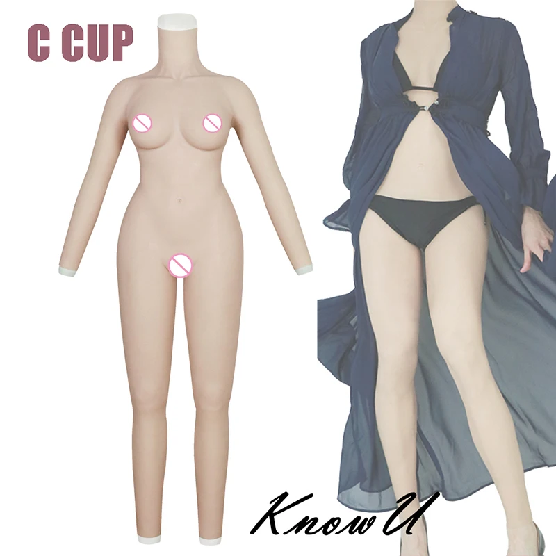 KnowU Silicone Breast Forms C Cup Fullbody Suit For Transgender Crossdress With Arm Fake Boobs Cosplay |