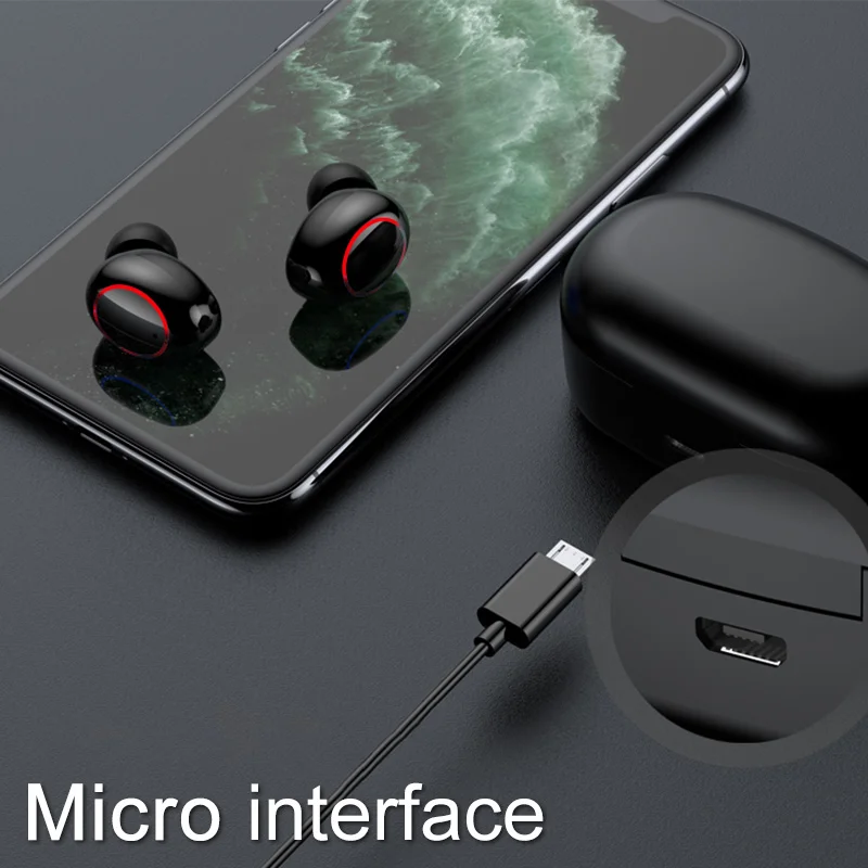Wireless Bluetooth Earphone with 500 mAh Charging Box HD Stereo Wireless Headphones Earbuds Headset for iPhone Xiaomi Phone