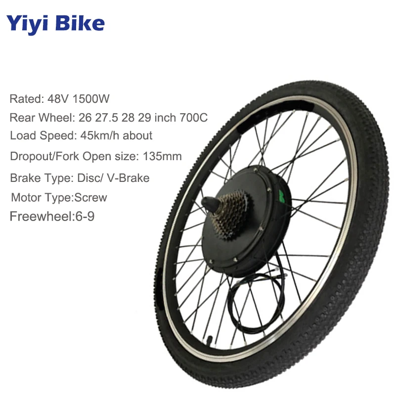 Top 48V Electric Motor Wheel 1500W Rear Wheel Electric Bicycle Conversion Kit With Tire  26 27.5 28 29 700C Brushless Cycling Engine 2