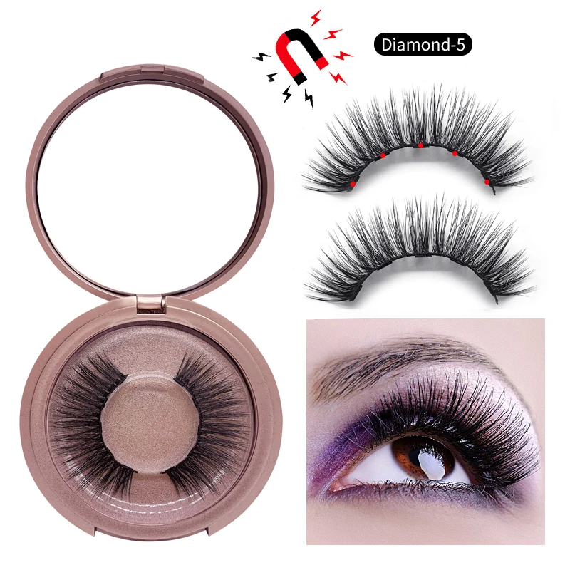 

Shozy Magnetic eyelashes with 5 magnets magnetic lashes natural faux mink false eyelashes magnet lashes-AD811-5