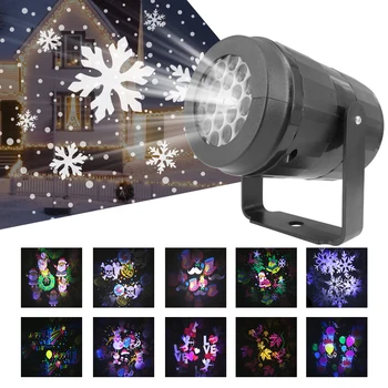 

LED Snowflake 12 Pattern Light Blizzard Laser Projector Lamp USB Move Snow Christmas Rotating Projection Lawn Light Festival