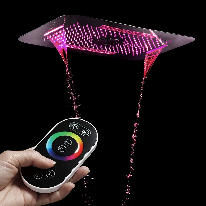 

Phone Wifi Control Light LED Shower Head Rainfall Waterfall Showerheads Bathroom Massage Jet Showers 304SUS Ceiling Shower Heads