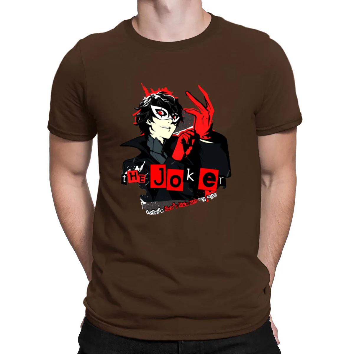 Persona 5 Джокер футболки хип-хоп Топ Забавный персонаж Мужская футболка отличная против морщин хлопок формальная