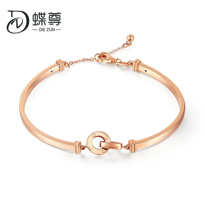 

18K Golden Rose Gold Double-Ring Button Simple Women's Style AU750