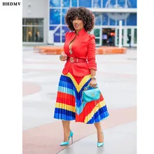 HHDMV, женская мода, новинка, высокая, уличный стиль, длинная юбка, эластичная, геометрический элемент, длина по щиколотку, цветная, длинная, плиссированная юбка