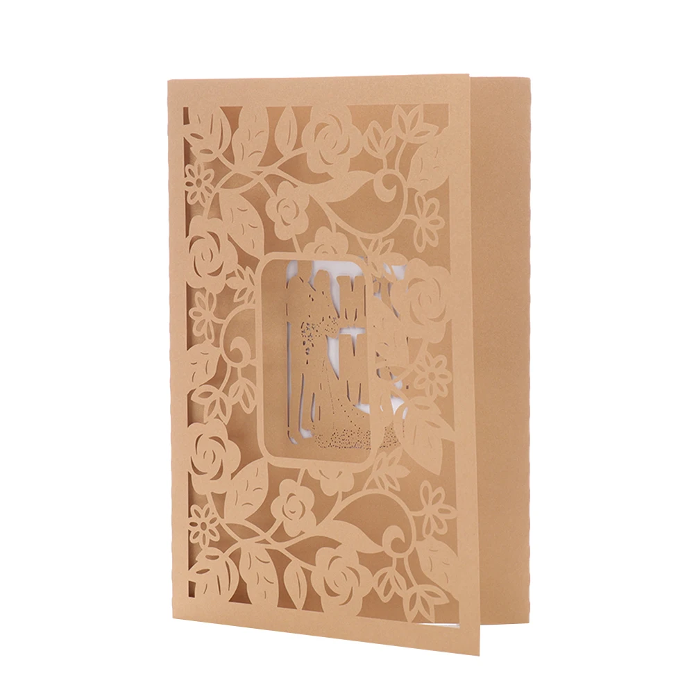  10pcs/sets Wedding Invitations Card Gold Laser Cut Hollow Out Greeting Cards For Birthday Shower Br - 4.00017E+12