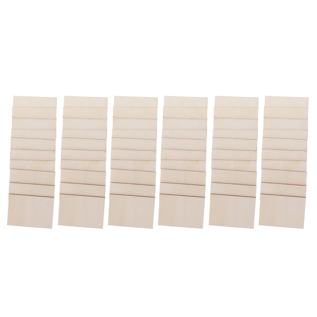 60Pcs Unfinished Rectangle Wood Sign Plaque Crafts Wooden Pieces Blank
