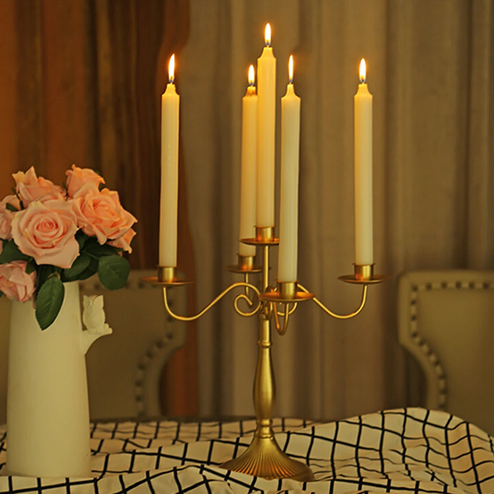 Металлическая позолоченная/бронзовая подсвечник ретро 3 ручки канделябра для свадьбы реквизит свечей ужин домашнее украшение гостиницы