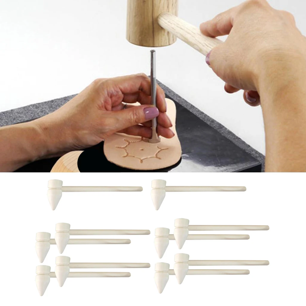 10Pieces MINI NATURAL WOOD MALLETS WOODEN HAMMERS FOR DIY JEWELRY MAKING TOOLS