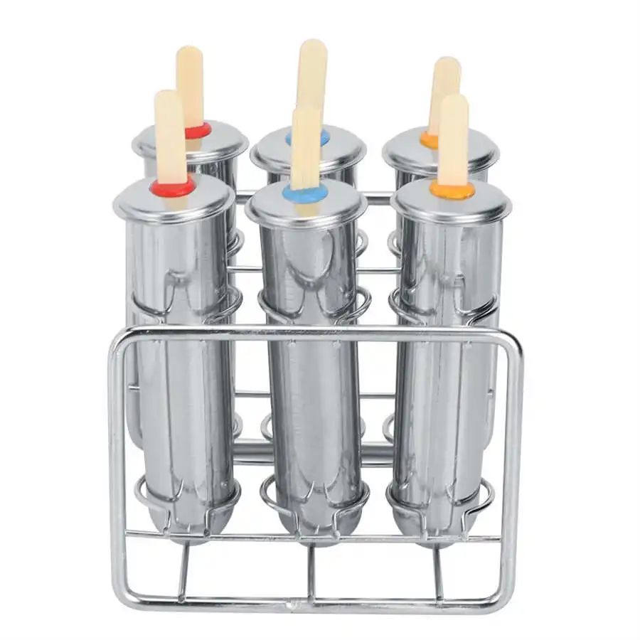 3/6/10PCS Stainless Steel Popsicle Molds Ice Cream Popsicle Holder Sticks Ice Cream Moulds Round/Flat Lolly Maker