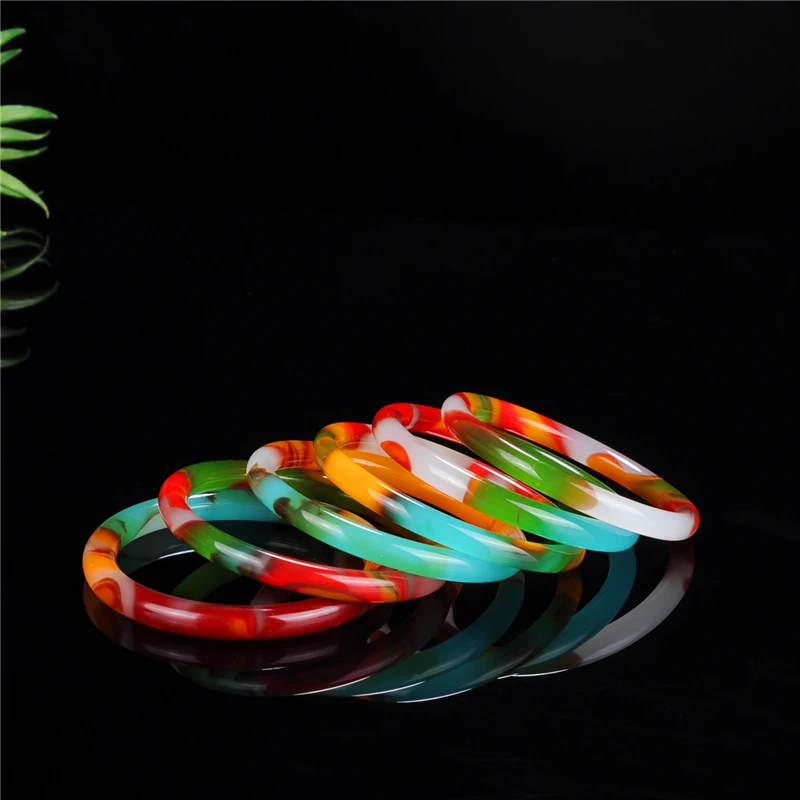 

Xinjiang quartzite jade color jade round bracelet Colorful Jade Bracelet