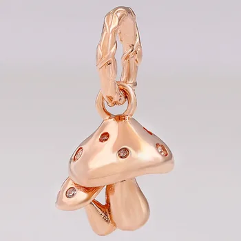 

Original Rose Sparkling Mushrooms With Crystal Pendant Beads Fit 925 Sterling Silver Charm Bracelet Bangle Diy Jewelry