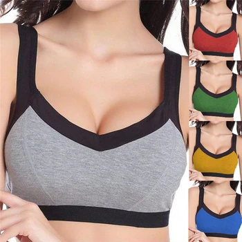 

Women Patchwork Sports Bra Quick Dry Padded Shockproof Gym Fitness Running Sport Brassiere Tops Push Up Bras