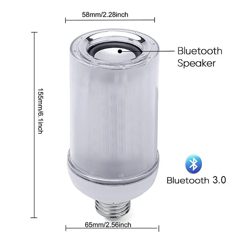 Bluetooth светодиодный лампочка динамик эффект пламени светильник музыкальный плеер с регулируемой яркостью Голосовое управление с 24 клавишами пульт управления для