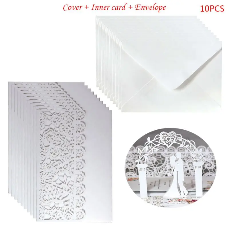  2020 New10 Pcs 3D European Style Wedding Invitation Card with Envelope Kits Party Supply - 4.00057E+12