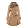 Women's Winter Slim Long Wool Sherpa Coat Double Breasted Padded Korean Cashmere Coat England Style Trench 1