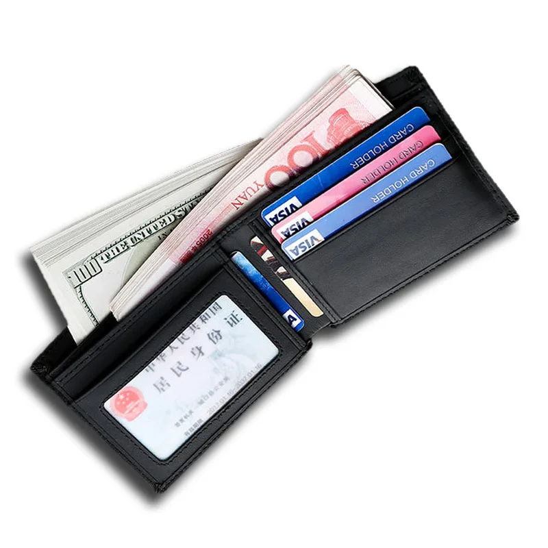 First layer leather men's wallet short men's leather casual wallet ultra-thin wallet wallet
