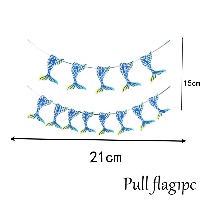 pull flag1pc Русалка тема вечерние день рождения одноразовая посылка Конфета "Русалка" коробка вечерние воздушные Шары Баннер для свадебного оформления baby shower вечерние украшения - Цвет: pull flag1pc