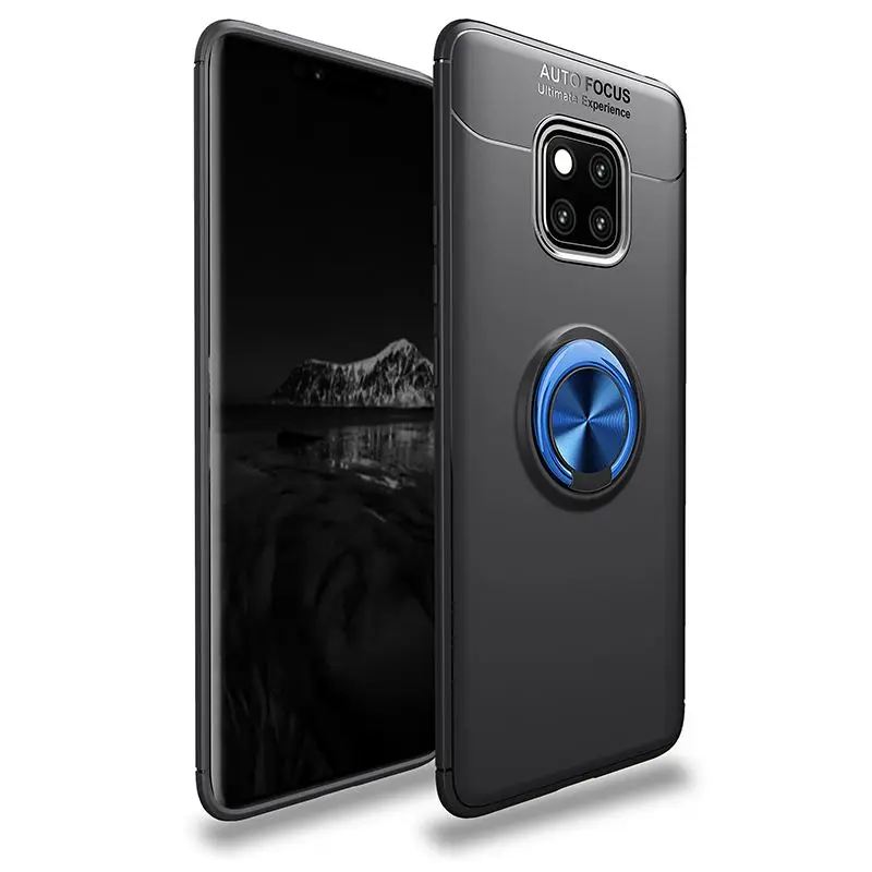 Чехол для huawei mate 20 Pro 20 X, металлический Невидимый кольцевой кронштейн, ТПУ чехол mate 10 Pro, чехол для транспортного средства, магнитная поглощающая крышка - Цвет: black blue