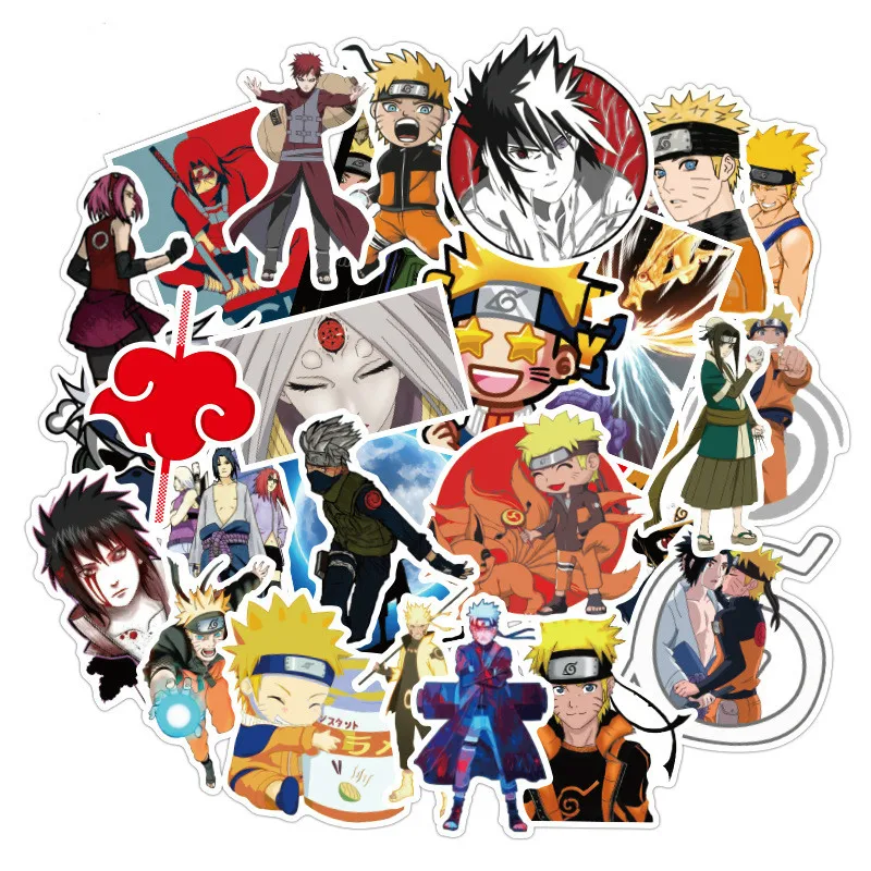 100 шт. аниме наклейки стикеры Naruto с принтом в виде персонажей из мультфильма для