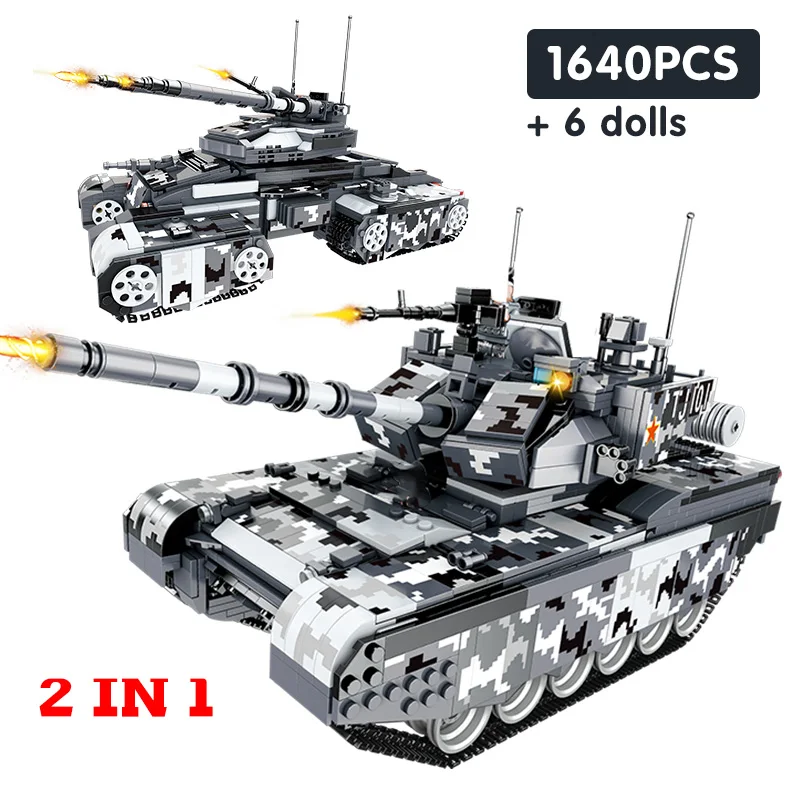 

1640pcs Military Tank Building Blocks Technic 99A Main Battle Tank Empire Vehicle Model Army Action Figures Toys for Children