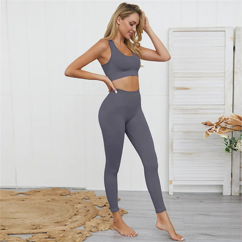 Active Wear Women Sport Suit Yoga Set Ensemble Seamless Sportswear Leggings Fitness Workout Gym Wear Running Clothing Tracksuit